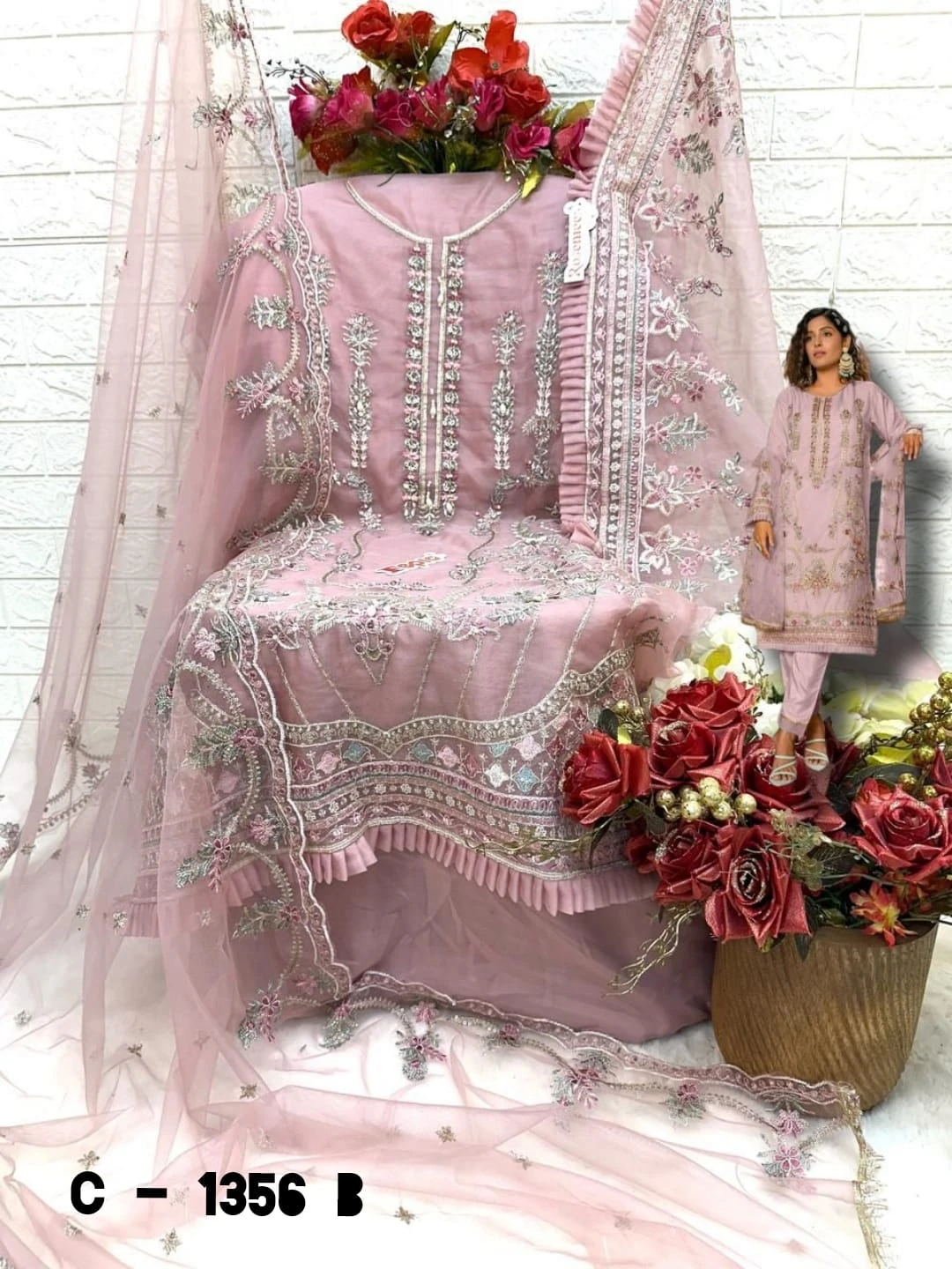 Fepic C 1356 Organza Wholesale Pakistani Salwar Suit Catalog — Wholesale Pakistani Suits, MPA wholesale from Surat - Gallery Image 5